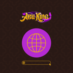 Abu King-Logo mit einem Globus-Symbol, das Benutzer einlädt, die Website weltweit zu besuchen.