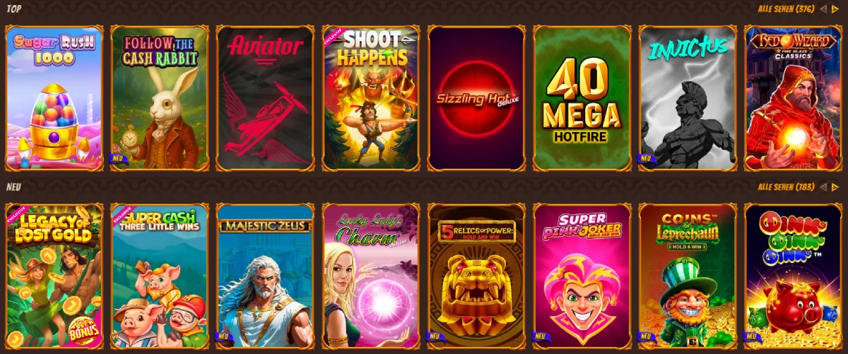 Die AbuKing Casino Bibliothek mit den besten Spielautomaten.